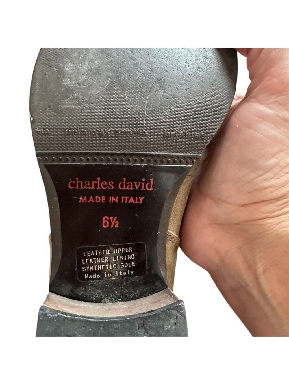 CHARLES DAVID Italy Vey Distressed Gray Leather Red Zip Up Riding Boots 6.5 - Picture 7 of 7